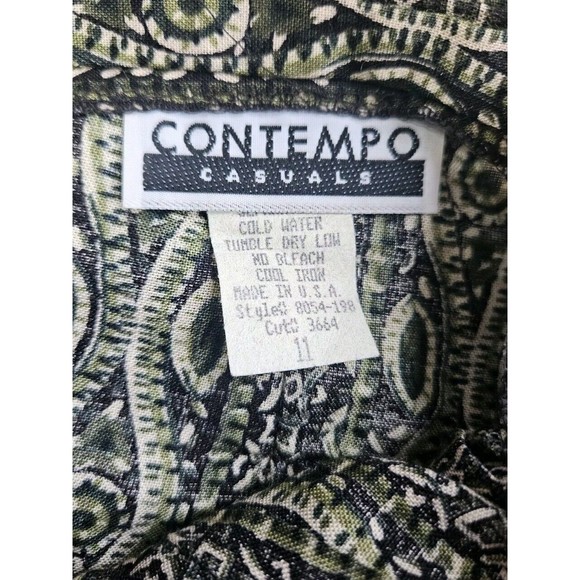 Vtg 90s Y2K Contempo Casuals Green Women's Long Skirt Size 11 Faux Wrap - Picture 4 of 9